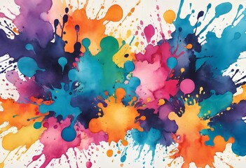 a watercolor painting of colorful splashes and sprays
