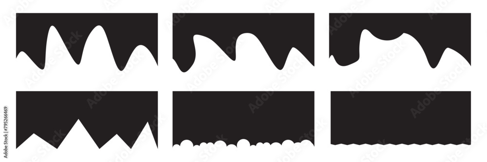 Poster website border and header set with drops, waves, organic and geometric shapes. isolated vector templ
