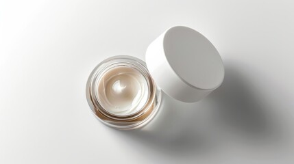 Anti-aging face cream in a jar with a lid isolated on white background.