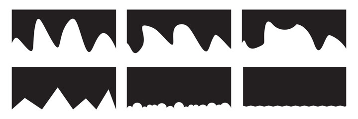 Website border and header set with drops, waves, organic and geometric shapes. Isolated vector template for website, app, poster, banner. isolated on white background. EPS 10