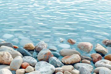 Rocks placed in a serene symmetry along the shoreline