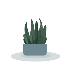 Cozy Home Interior Icon. Comfortable Room Elements with Potted Domestic Plants. Domestic Cat Animal Silhouette. Relax, Safty and Silence in House Atmosphere.	
