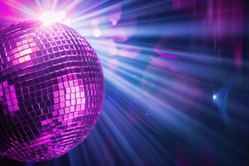 Vibrant purple and pink background with disco ball lights, perfect for night club themed designs. Generative Ai Image.