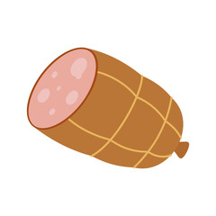 Grocery Food simple objects. Shrimp, chicken meat steak, salmon slice and salami. Cartoon flat vector