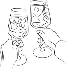 hand drawn illustration of a glass of wine