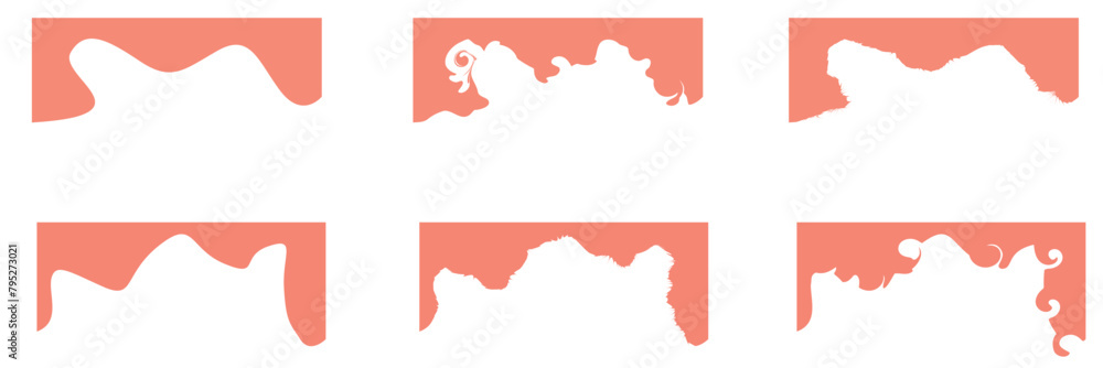 Poster website border and header set with drops, waves, organic and geometric shapes. isolated vector templ