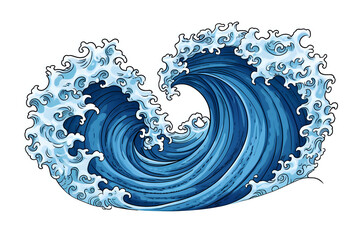 Stylized Ocean Waves Illustration.
Illustration of twin ocean waves in a stylized design, isolated on white, conveying movement, marine beauty, and the power of nature.