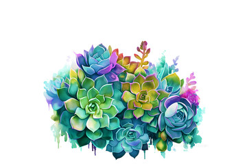 Vibrant Watercolor Succulent Cluster.
Capture the essence of nature with this vibrant watercolor illustration of a succulent cluster, perfect for home decor, gardening blogs, and botanical themes