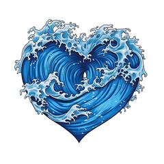 Ocean Wave Heart Illustration.
Detailed illustration of a heart-shaped ocean wave, isolated on white, perfect for environmental themes, love of the ocean, and design elements.