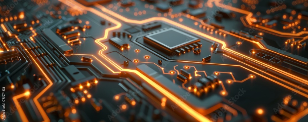 Poster circuit board technology modern abstract illustration tech background with space for your copy.