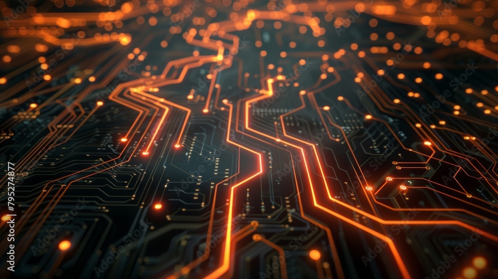 Poster circuit board technology modern abstract illustration tech background with space for your copy.