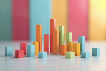Colorful bar graph, concept of business, growth, finance.