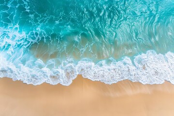 Fototapeta na wymiar serene turquoise seascape aerial view of tranquil beach waves summer travel concept