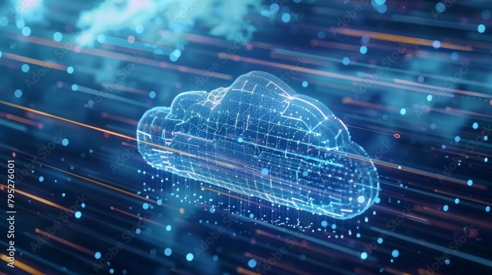 Aufkleber cloud computing concept. 3d rendered image.