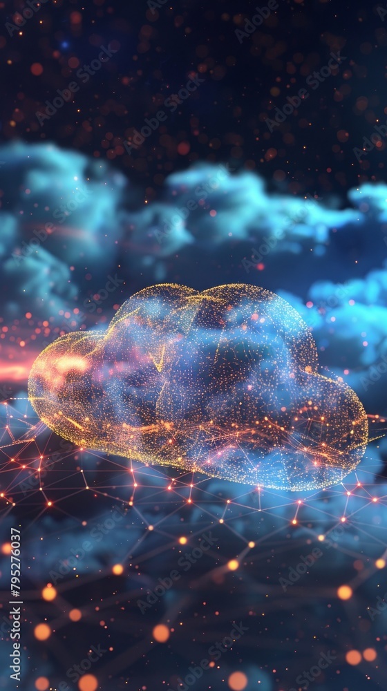 Poster cloud computing concept. 3d rendered image.