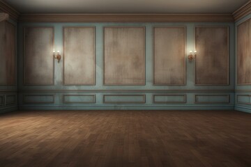Empty room stage flooring hardwood architecture.