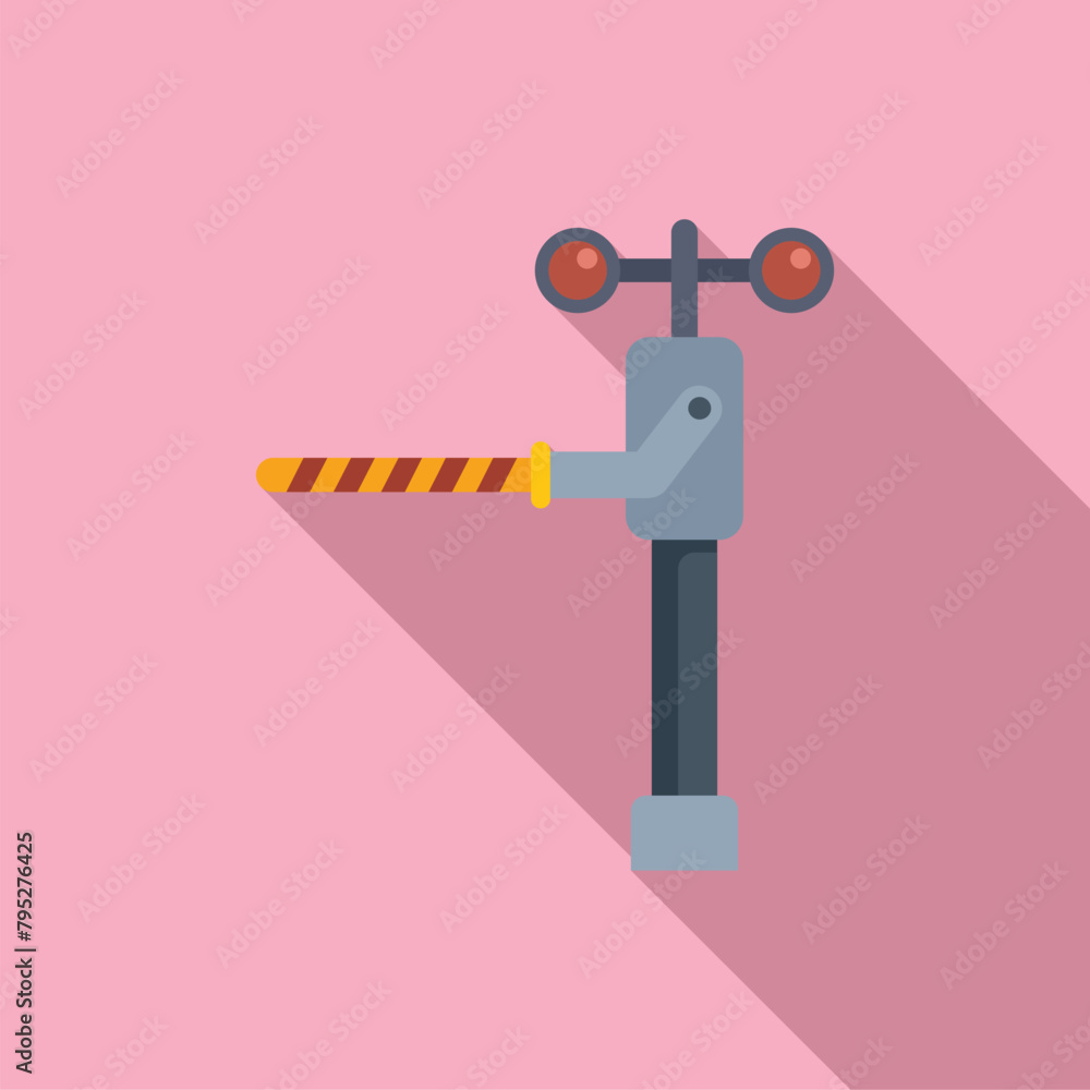 Sticker small railway barrier with lights icon flat vector. gate sign. caution level