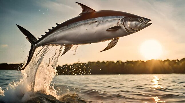 Tuna&rsquo;s Graceful Arc in Mid-Air