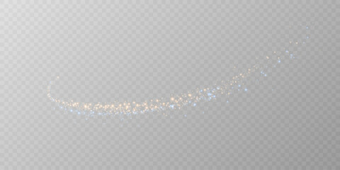 Sparks of dust and golden and blue stars shine with special light. Vector sparks on transparent light background. Christmas light effect. Sparkling particles of magic dust.	