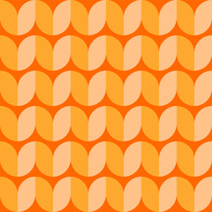 Seamless pattern with geometric floral shapes colored in orange. Retro geometric pattern sixties style. Vector illustration