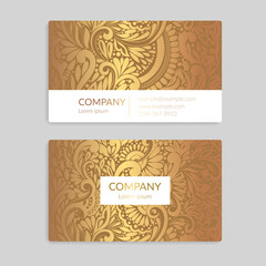 Gold and white luxury business card. Vector ornament template. Great for invitation, flyer, menu, background, wallpaper, decoration, packaging or any desired idea.