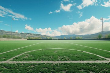 Empty soccer field stage outdoors nature ground.