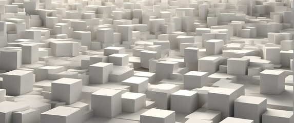A visually captivating maze of white 3D blocks creating an illusion of infinite space and complexity