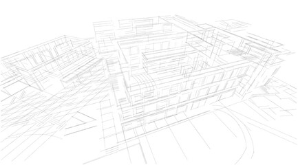 architectural drawing 3d illustration sketch project