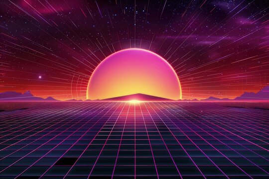Colorful 80s themed background, retro style.