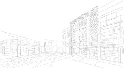 architectural drawing 3d illustration sketch project