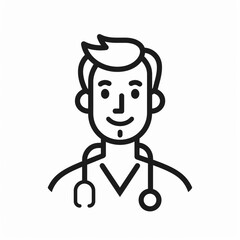Friendly Doctor Logo with Minimalist Line Art, Modern Healthcare Professional Icon