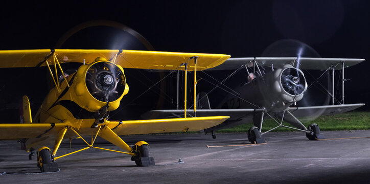 Breighton, Selby, Yorkshire, UK. April 2024.The B&uuml;cker B&uuml; 133 Jungmeister was an advanced trainer of the Luftwaffe in the 1930s.