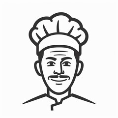Obraz premium Minimalist Chef Logo with Geometric Line Art on Monochrome, Professional Kitchen Icon Emblem