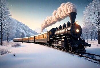 An 8k highly realistic image of a vintage train ch (2) - obrazy, fototapety, plakaty