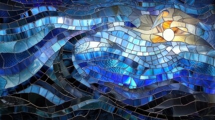 Arctic mosaic with a stained glass illusion being swept by the wind
