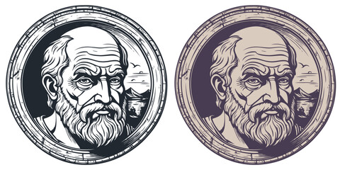Emblem with ancient Greek, Vector illustration