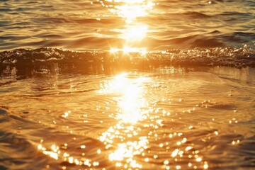 sparkling ocean waves with golden sunlight reflections serene water surface