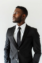Handsome Black Man Wearing a Suit, Generative AI