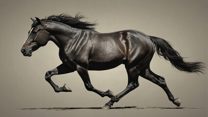 horse runs gallop in the desert