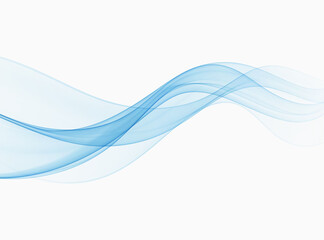 Wave of blue color on a white background. Transparent abstract design element.