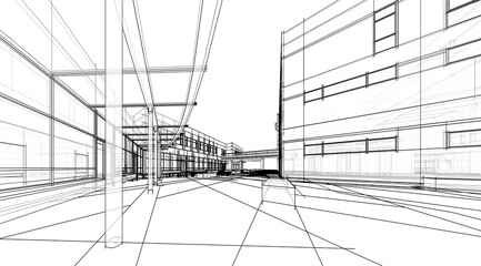 architectural drawing 3d illustration sketch project