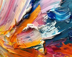 Vivid Oil Painting Strokes Closeup