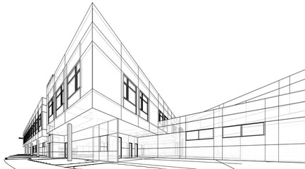 architectural drawing 3d illustration sketch project