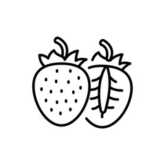 Strawberry outline icons, minimalist vector illustration ,simple transparent graphic element .Isolated on white background