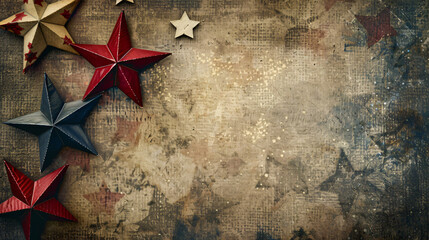 Christmas cardboard stars on grunge background