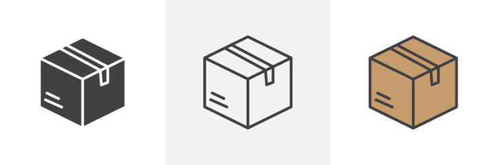 Shipping and Storage Box Icon Set in Vector Format
