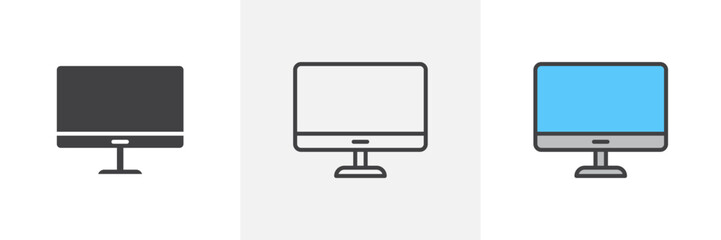 Computer and TV Screen Display Icons for Digital Use