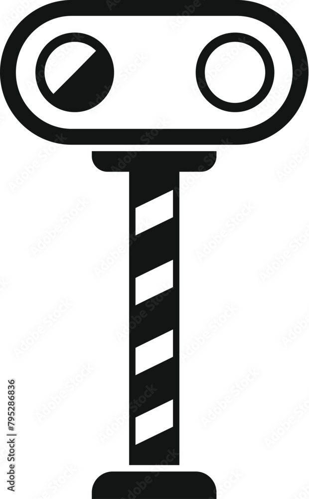 Poster crossing railway pillar traffic lights icon simple vector. warning platform. cross obstacle