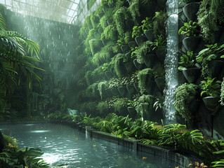 Cyberpunk-inspired vertical gardens in urban settings - obrazy, fototapety, plakaty