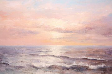 Naklejka na ściany i meble Sea with sunrise landscapes painting backgrounds outdoors.